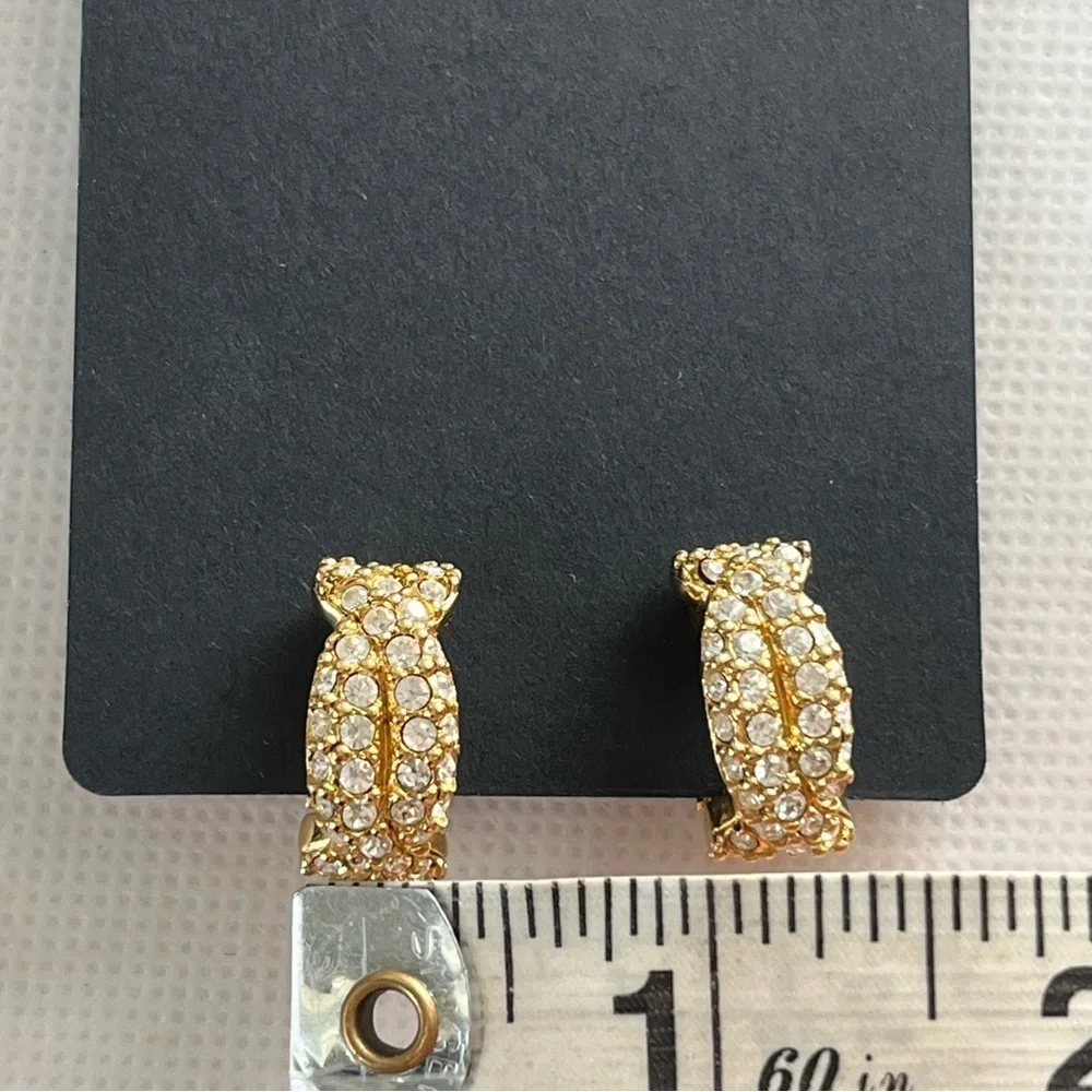 Vintage Swarovski Gold Tone Clip On Earrings